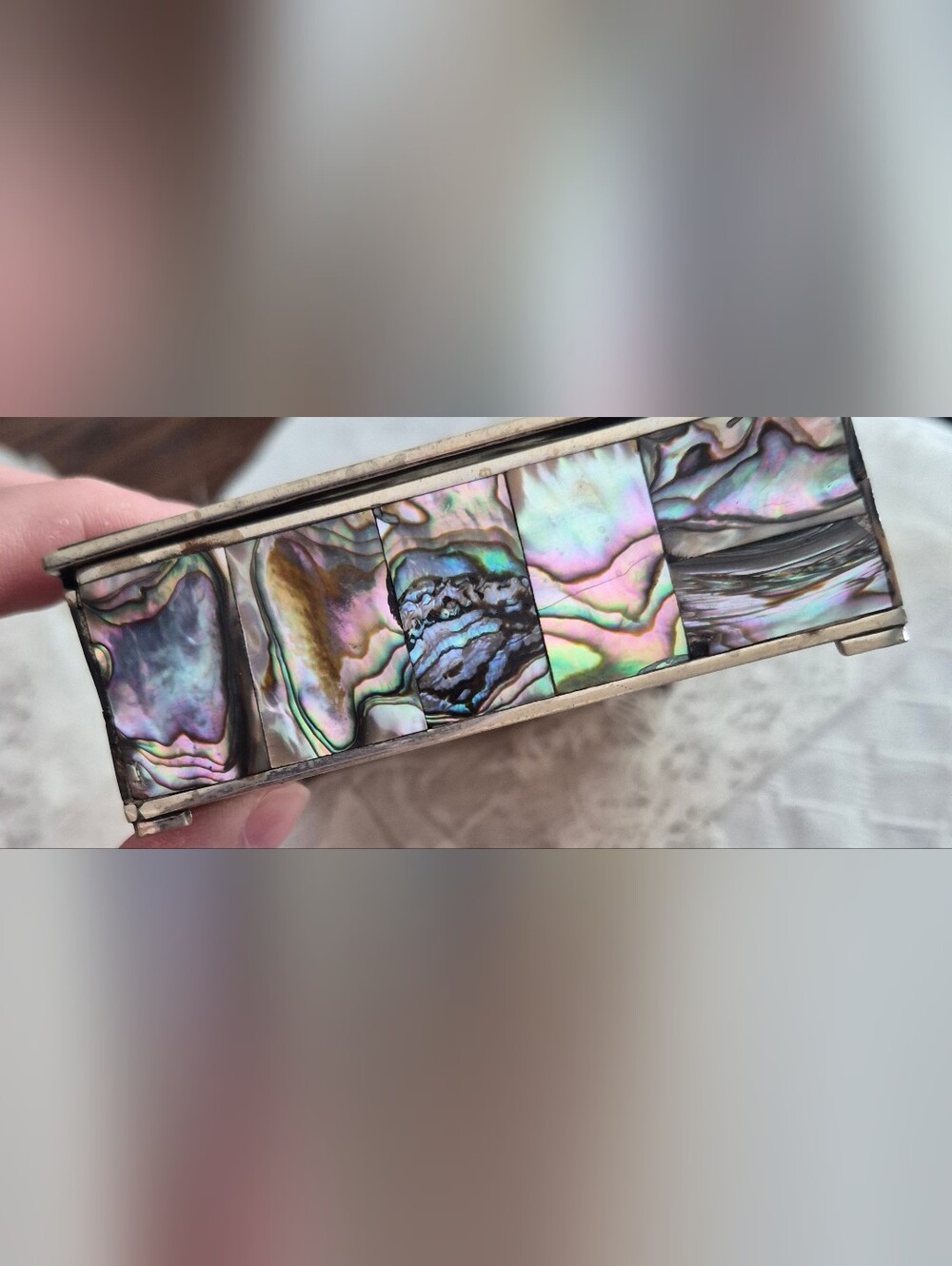 Vintage Silver And Mother Of Pearl/Abalone Box - Picture 4 of 11